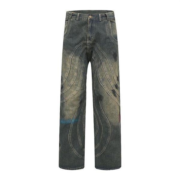 vintage painted striped straight flare pants men's streetwear casual jeans oversized denim trousers2634, Black;brown
vintage painted striped straight flare pants men's streetwear casual jeans oversized denim trousers2634, Black;brown