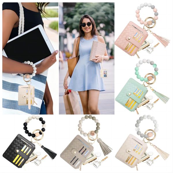 Wristlet Bracelet Keychain Pocket Credit Card Holder Purse Tassel Keychain Silicone Beaded Bangle Key Ring for Women
Wristlet Bracelet Keychain Pocket Credit Card Holder Purse Tassel Keychain Silicone Beaded Bangle Key Ring for Women