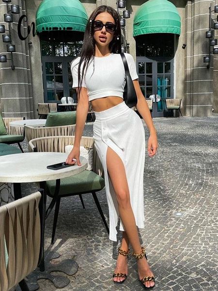 dress cnyishe fashion slit midi skirts + short sleeve crop matching set women knitted tracksuit elegant two piece sets suits, White
dress cnyishe fashion slit midi skirts + short sleeve crop matching set women knitted tracksuit elegant two piece sets suits, White