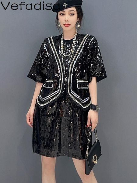 dresses vefadisa sequins fake two piece elegant slim dress women 2023 spring summer new korean fashion trendy girl skirt zy335, Black;gray
dresses vefadisa sequins fake two piece elegant slim dress women 2023 spring summer new korean fashion trendy girl skirt zy335, Black;gray