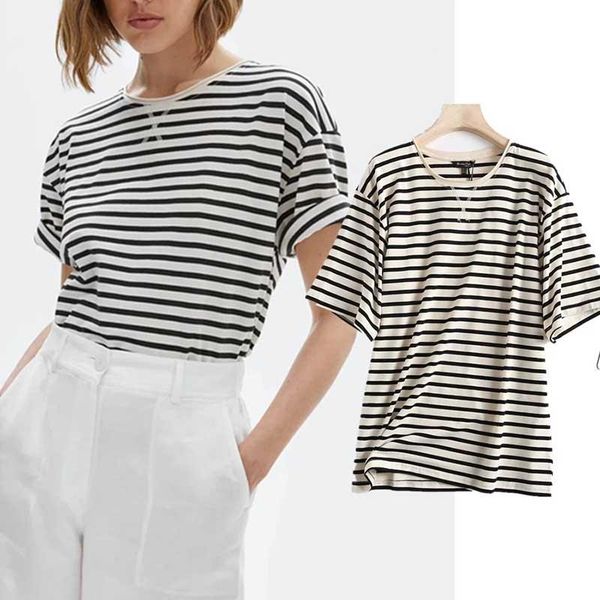 tanks wither england fashion high street vintage loose striped harajuku tshirt summer t shirt women tshirt verano mujer 2022, Black;white 
tanks wither england fashion high street vintage loose striped harajuku tshirt summer t shirt women tshirt verano mujer 2022, Black;white