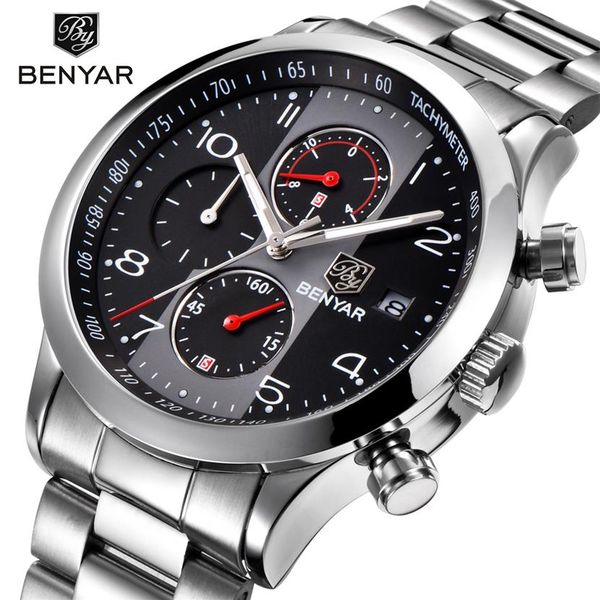 benyar fashion chronograph sport watches men stainless steel strap brand quartz watch clock relogio masculino reloj hombre black227y, Slivery;brown
benyar fashion chronograph sport watches men stainless steel strap brand quartz watch clock relogio masculino reloj hombre black227y, Slivery;brown