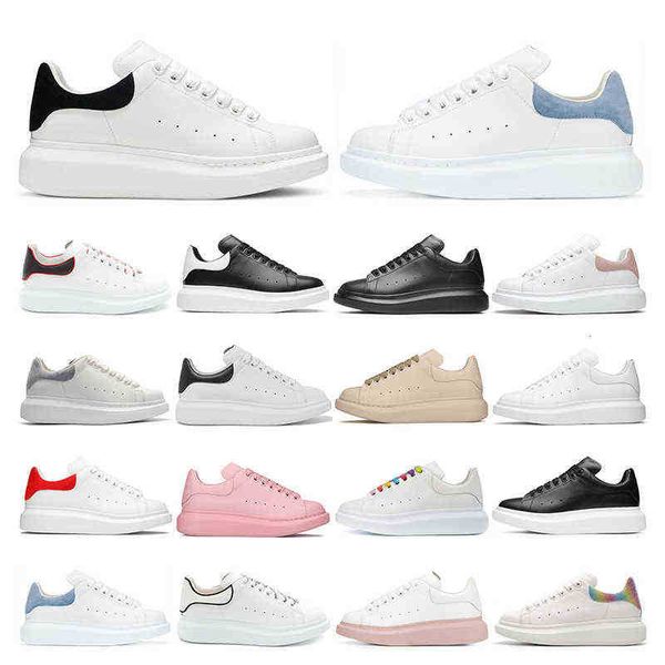 2022 luxurys designers shoes casual mc queens mens women white leather platforms black suede bule outdoor sneakers fashion
