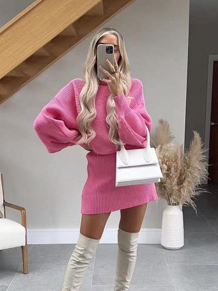 dress puwd women pink knit doll sleeve turtleneck sweater skirt suit fall/winter 2022 ladies casual two set loose female knitwear suit, White
dress puwd women pink knit doll sleeve turtleneck sweater skirt suit fall/winter 2022 ladies casual two set loose female knitwear suit, White
