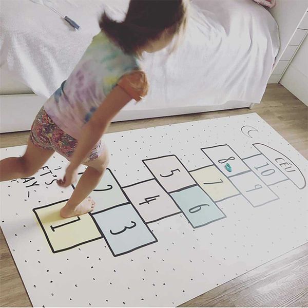 kids hopscotch floor rug mat 63x31in big space kids play mats non-slip silicone back mat wear-resistant rugs suitable for children's ro