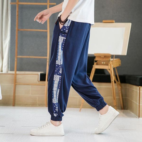 pants 2022 summer men cotton linen casual pants 2022 men chinese style print patchwork jogger harem trousers vintage loose male pants, Black
pants 2022 summer men cotton linen casual pants 2022 men chinese style print patchwork jogger harem trousers vintage loose male pants, Black