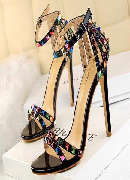 new season women pumps sandals 11cm gladiator colour rivets open toes stiletto buckle strap lady party shoes summer 7 colour2348311, Black
new season women pumps sandals 11cm gladiator colour rivets open toes stiletto buckle strap lady party shoes summer 7 colour2348311, Black
