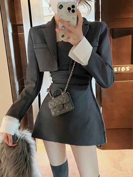 two piece dress black korean two piece dress set women casual blazer coat strap dress set female grey slim vintage elegant dress suit 230422, White
two piece dress black korean two piece dress set women casual blazer coat strap dress set female grey slim vintage elegant dress suit 230422, White