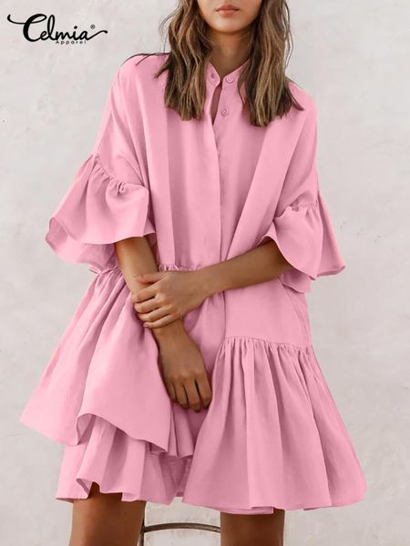 dresses party dress celmia autumn bohemian ruffled sundress 2022 women mini dress half sleeve buttons casual solid vestidos robe, Black;gray
dresses party dress celmia autumn bohemian ruffled sundress 2022 women mini dress half sleeve buttons casual solid vestidos robe, Black;gray