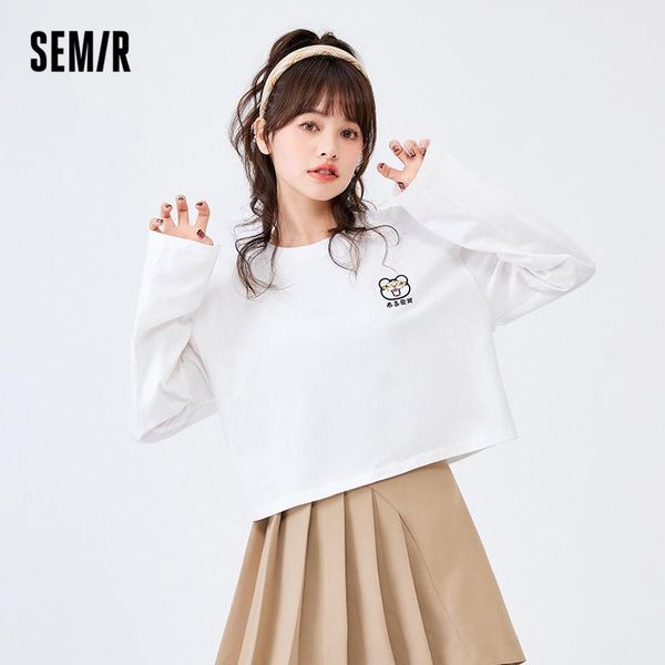 t-shirt semir longsleeved tshirt women short 2022 spring new loose bm trend t shirt for woman clothing, White 
t-shirt semir longsleeved tshirt women short 2022 spring new loose bm trend t shirt for woman clothing, White