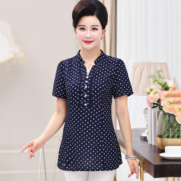 t-shirt summer elegant polka dot printed women t shirt 5xl 3xl 4xl mother clothes female short sleeve buttons vneck casual tee, White
t-shirt summer elegant polka dot printed women t shirt 5xl 3xl 4xl mother clothes female short sleeve buttons vneck casual tee, White