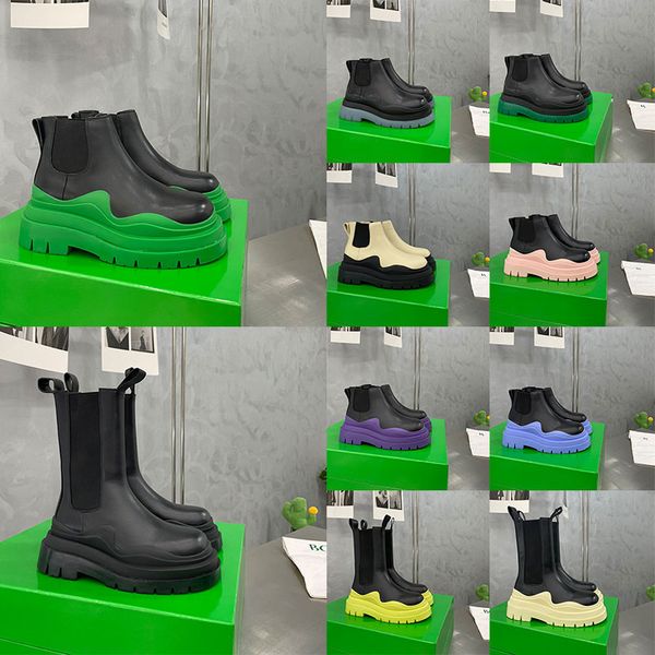 men designer boots tire chelsea leather women half ankle boots mens fashion wave green clear colored rubber outsole elastic webbing outdoor, Black
men designer boots tire chelsea leather women half ankle boots mens fashion wave green clear colored rubber outsole elastic webbing outdoor, Black