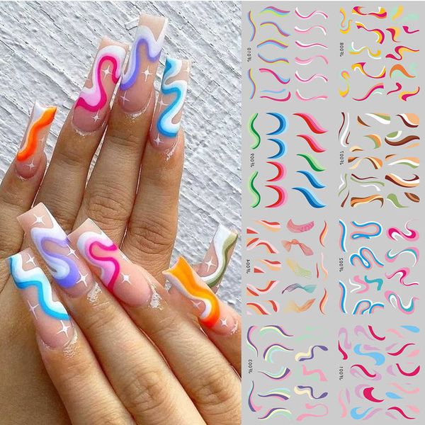 stickers decals wave lines nail decals set swirl nail stickers rainbow water transfer sliders french manicure guide full cover wraps ntjf112, Black
stickers decals wave lines nail decals set swirl nail stickers rainbow water transfer sliders french manicure guide full cover wraps ntjf112, Black