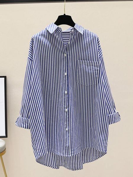 shirts casual long sleeved striped shirt women's medium long blouses spring autumn women thin shirts jacket lady loose blouse, White
shirts casual long sleeved striped shirt women's medium long blouses spring autumn women thin shirts jacket lady loose blouse, White