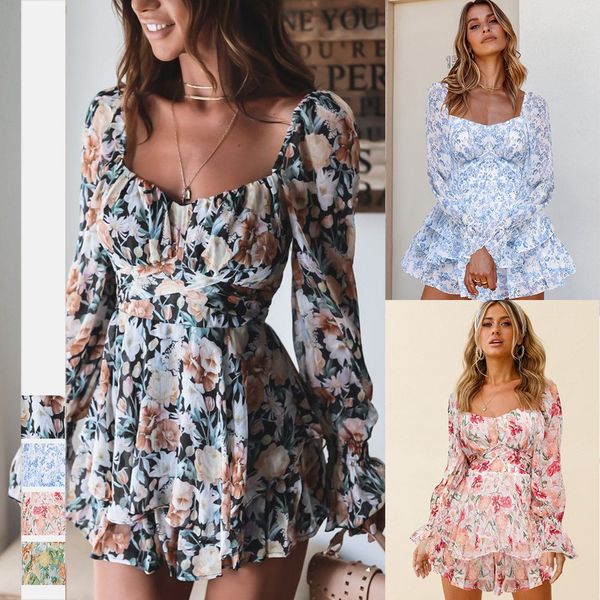 long puff sleeve floral women's jumpsuits backless square neck 2023 spring and summer new fashion waist-slimming three-points pantskirt, Black;white
long puff sleeve floral women's jumpsuits backless square neck 2023 spring and summer new fashion waist-slimming three-points pantskirt, Black;white