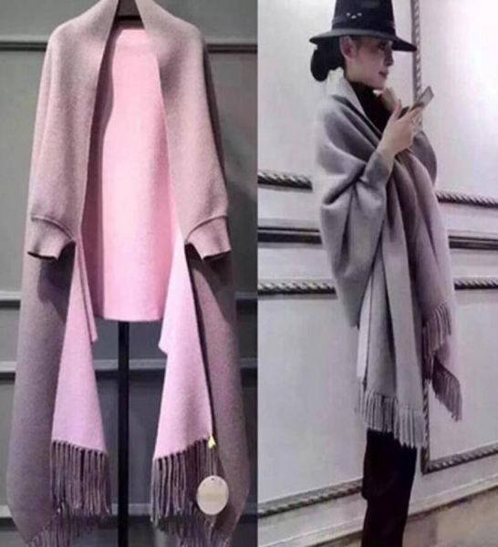 ms autumn winter double cape scarf dual use thick long with sleeves imitation cashmere cloak coat whole7332933, Blue;gray
ms autumn winter double cape scarf dual use thick long with sleeves imitation cashmere cloak coat whole7332933, Blue;gray