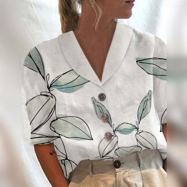 women's blouses women shirt printing v-neck buttons closure loose lightweight daily wear stretchy summer casual half sleeve clothing, White
women's blouses women shirt printing v-neck buttons closure loose lightweight daily wear stretchy summer casual half sleeve clothing, White