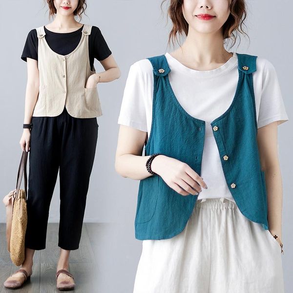 vests women vest 2022 new ladies summer loose waistcoat tie single breasted sleeveless short blazer casual outerwear female, Black;white
vests women vest 2022 new ladies summer loose waistcoat tie single breasted sleeveless short blazer casual outerwear female, Black;white