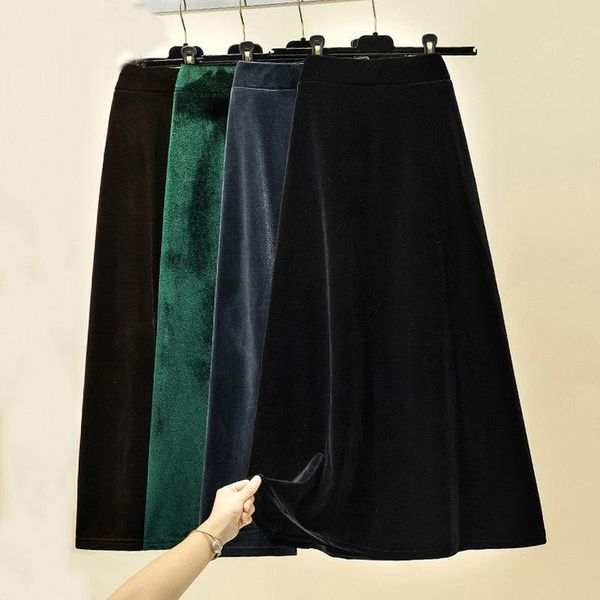 dresses golden velvet skirts women spring autumn casual elastic high waist soft aline skirt retro korean ladies ruffle long black skirt, Black;gray
dresses golden velvet skirts women spring autumn casual elastic high waist soft aline skirt retro korean ladies ruffle long black skirt, Black;gray