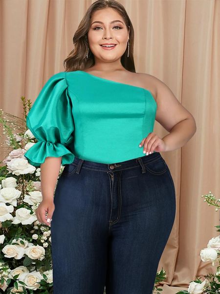t-shirt plus size blouse women one shoulder puff sleeve elegant green goning out shirt 2022 fashion party femme african summer, Black
t-shirt plus size blouse women one shoulder puff sleeve elegant green goning out shirt 2022 fashion party femme african summer, Black