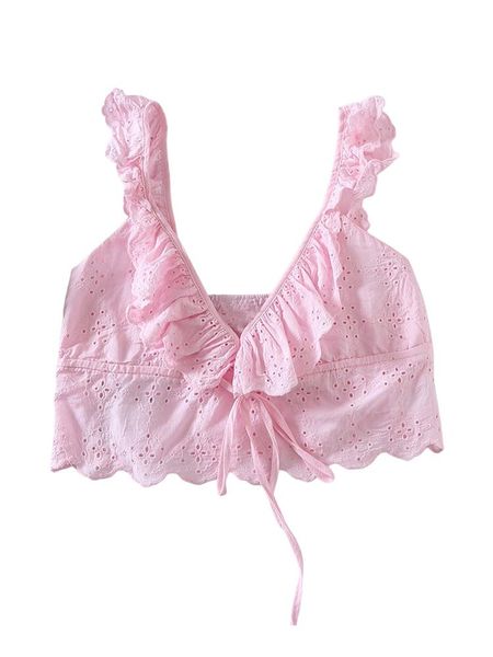 t-shirt summer clothes for women 2022 pink cotton openwork embroidery front tie v neck sleeveless ruffle trim strap crop top, White
t-shirt summer clothes for women 2022 pink cotton openwork embroidery front tie v neck sleeveless ruffle trim strap crop top, White