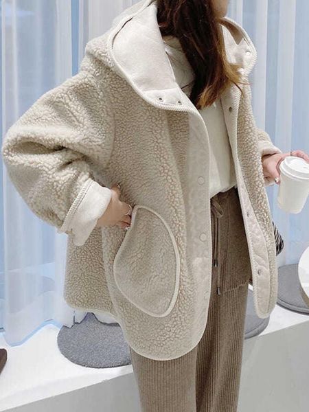 fur simple winter jacket women 2022 new korean with hoodie fur coat solid color loose all match woolen jackets reversible clothes, Black
fur simple winter jacket women 2022 new korean with hoodie fur coat solid color loose all match woolen jackets reversible clothes, Black