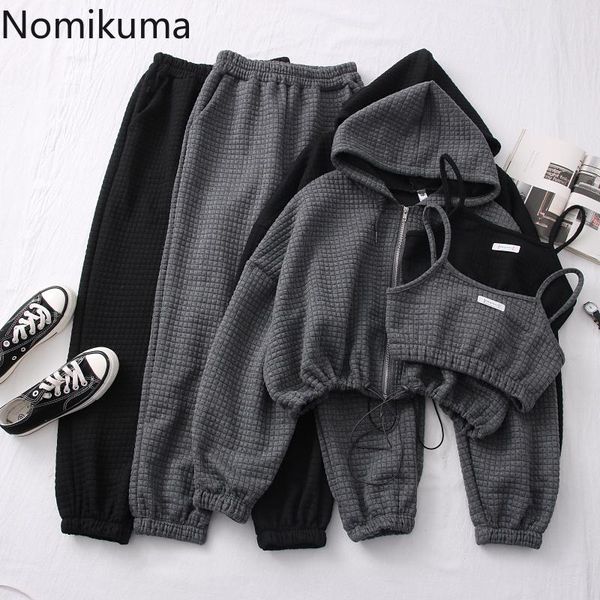 pants nomikuma new arrival women three pieces set zipup long sleeve hooded jackets short camisole high waist pants casual outfits, White
pants nomikuma new arrival women three pieces set zipup long sleeve hooded jackets short camisole high waist pants casual outfits, White
