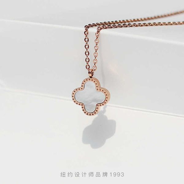 four leaf grass simple steel lock bone chain 18k rose gold necklace ins women's jewelry, Silver
four leaf grass simple steel lock bone chain 18k rose gold necklace ins women's jewelry, Silver