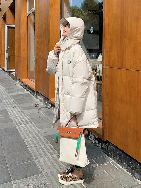 leather winter thickening womens hooded down parka puffer mid length jacket baggy warm korean fashion down cotton coat bubble outwear, Black
leather winter thickening womens hooded down parka puffer mid length jacket baggy warm korean fashion down cotton coat bubble outwear, Black