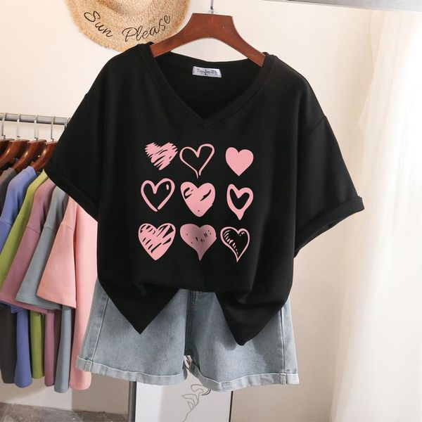 t-shirt ebaihui 100% cotton l6xl t shirt plus size tshirt short sleeve women summer heart print sweet v neck oversized t shirts, Black
t-shirt ebaihui 100% cotton l6xl t shirt plus size tshirt short sleeve women summer heart print sweet v neck oversized t shirts, Black