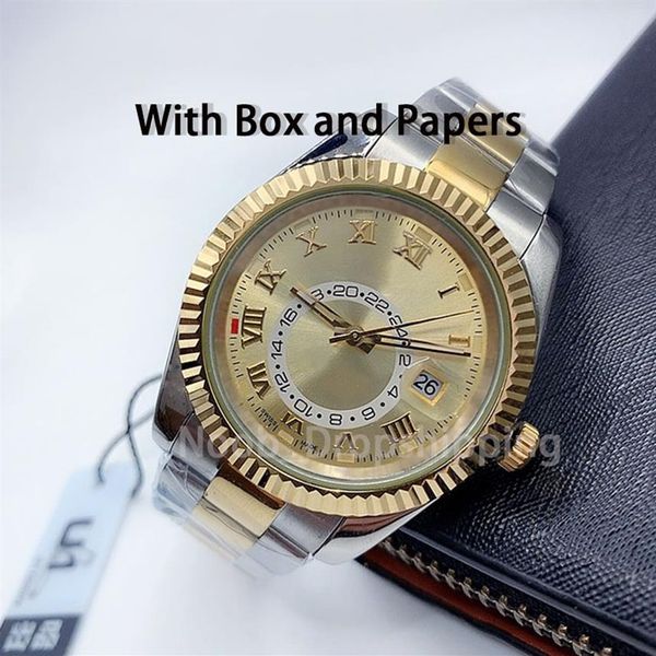 mens automatic mechanical watches 42 mm sky dwell watch full stainless steel luminous waterproof classic wristwatches montre de lu278y, Slivery;brown
mens automatic mechanical watches 42 mm sky dwell watch full stainless steel luminous waterproof classic wristwatches montre de lu278y, Slivery;brown