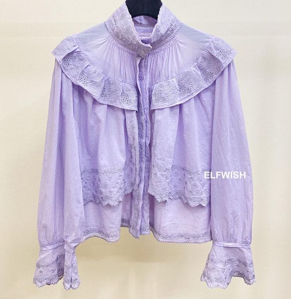 shirts 2022 woman purple shirt high collar lace embroidered ruffled detail long sleeved fashion cropped blouse, White
shirts 2022 woman purple shirt high collar lace embroidered ruffled detail long sleeved fashion cropped blouse, White