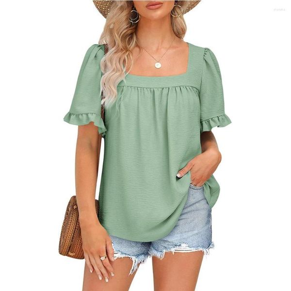 women's blouses french style elegant square collar women blouse 2023 fashion ruffled short sleeve summer shirt female casual loose, White
women's blouses french style elegant square collar women blouse 2023 fashion ruffled short sleeve summer shirt female casual loose, White