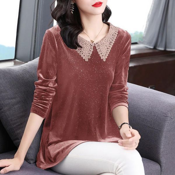 t-shirt elegant loose velvet tee women sping long sleeve tshirt ladies lace patchwork pullover female chic solid color ladies, White
t-shirt elegant loose velvet tee women sping long sleeve tshirt ladies lace patchwork pullover female chic solid color ladies, White