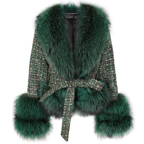 fur yoloagain oversized women real fox fur collar tweed coat elegant ladies fur jacket outerwear, Black
fur yoloagain oversized women real fox fur collar tweed coat elegant ladies fur jacket outerwear, Black