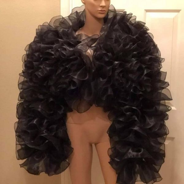 women's blouses shirts real image black ruffles tulle short jacket lush draped mini mesh outfit color size 230421, White
women's blouses shirts real image black ruffles tulle short jacket lush draped mini mesh outfit color size 230421, White