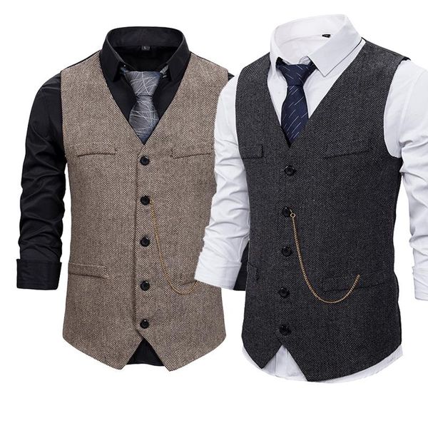 blazers luclesam men business herringbone suit vest single breasted slim metal chain tweed waistcoat gilet costume homme, White;black
blazers luclesam men business herringbone suit vest single breasted slim metal chain tweed waistcoat gilet costume homme, White;black