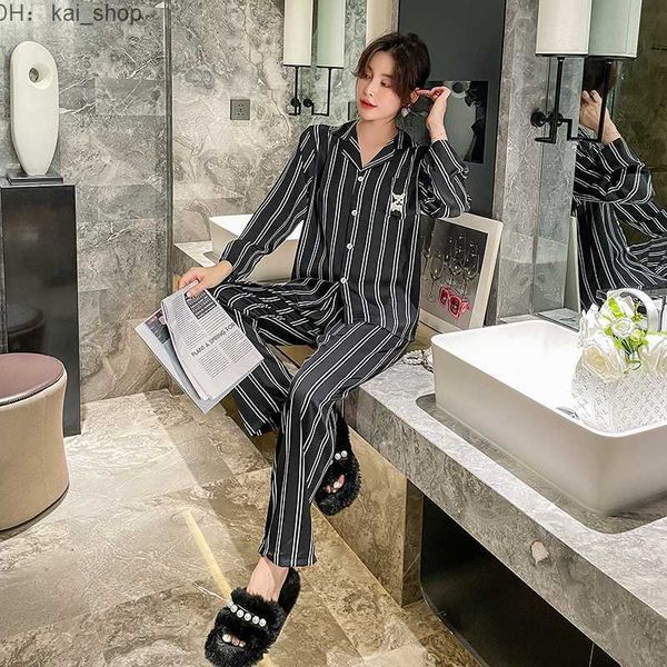 piece pants new pajamas autumn winter ice silk long-sleeved striped suit wear oversized household clothes 41, White
piece pants new pajamas autumn winter ice silk long-sleeved striped suit wear oversized household clothes 41, White