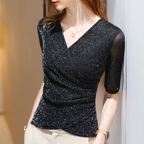 t-shirt women's clothing 2022 latest fashion blouses elegant summer t shirt ng elastic glitter blouses or for woman, White
t-shirt women's clothing 2022 latest fashion blouses elegant summer t shirt ng elastic glitter blouses or for woman, White