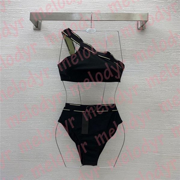 women two piece swimwear one shoulder swimsuit designer beach bathing suit classic printed bikini set281n, Black
women two piece swimwear one shoulder swimsuit designer beach bathing suit classic printed bikini set281n, Black