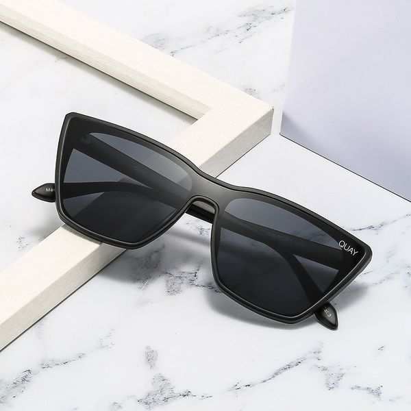 2023 new quai leopard print cat eyes european and american retro small face sunglasses women's advanced sunscreen sunglasses men, White;black