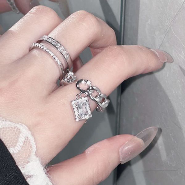 niche design unique engagement rings high-grade chain sparkle diamond zircon ring female students french ins cool wind geometric opening rin, Silver
niche design unique engagement rings high-grade chain sparkle diamond zircon ring female students french ins cool wind geometric opening rin, Silver