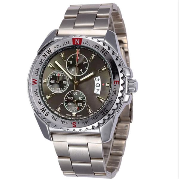 luxury mens watches quartz movement chronograph gray dial wristwatches f1 racing men's sport watch sport302n, Slivery;brown
