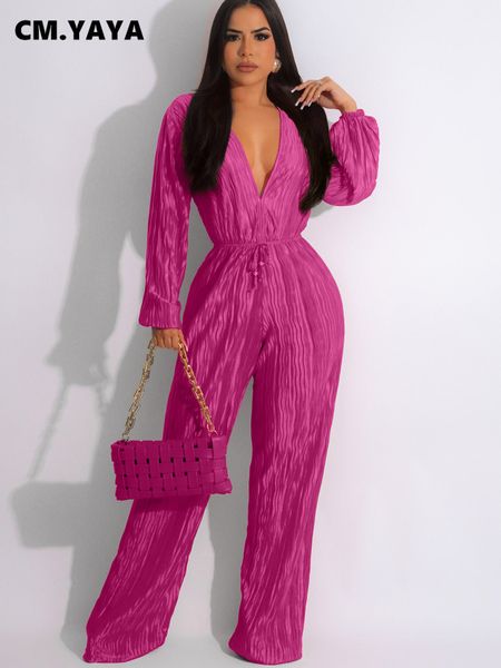 women's jumpsuits rompers cm.yaya women pleated long sleeve deep v-neck sashes elastic waist jumpsuit ins straight wide leg playsuit su, Black;white
women's jumpsuits rompers cm.yaya women pleated long sleeve deep v-neck sashes elastic waist jumpsuit ins straight wide leg playsuit su, Black;white