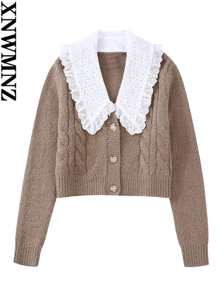sweaters xnwmnz 2022 women fashion splicing knitted sweater jacket woman retro large lapel long sleeve casual female chic cardigan, White;black
sweaters xnwmnz 2022 women fashion splicing knitted sweater jacket woman retro large lapel long sleeve casual female chic cardigan, White;black