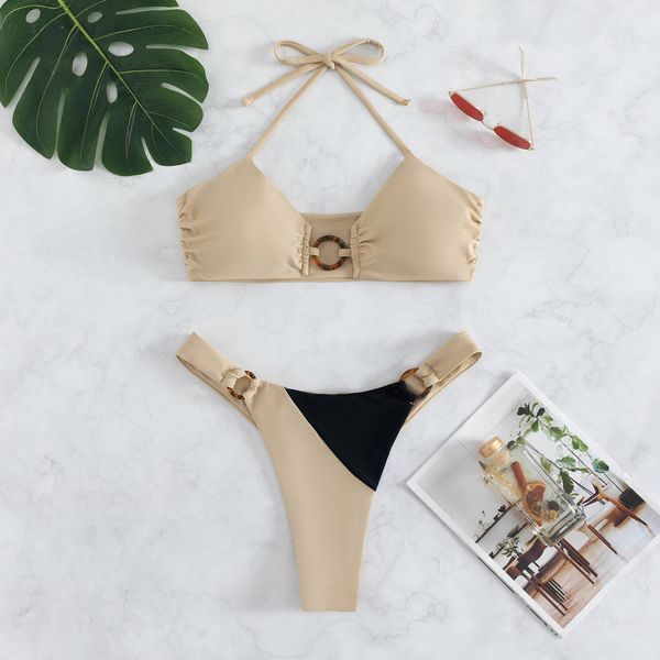 new bikini spliced swimwear with european color matching large women's split swimwear, White;black
new bikini spliced swimwear with european color matching large women's split swimwear, White;black