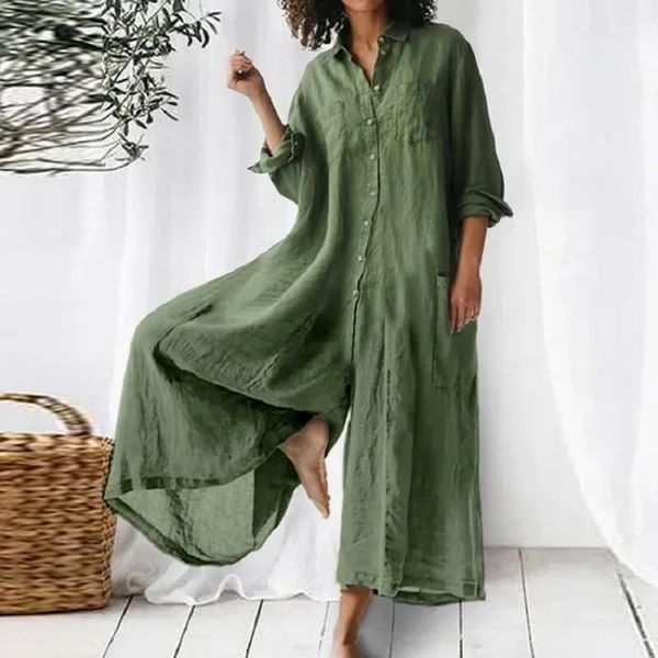 women's jumpsuits rompers harajuku retro plain cotton linen shirt jumpsuit spring lapel button women rompers summer wide leg pants big, Black;white
women's jumpsuits rompers harajuku retro plain cotton linen shirt jumpsuit spring lapel button women rompers summer wide leg pants big, Black;white