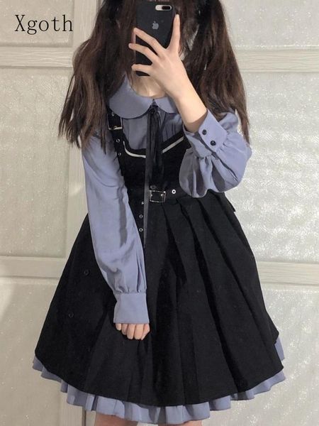 dress twee stuk jurk pak vroege voorjaar kawaii zachte meisje peterpan kraag jurk + preppy japan zwart jarretel rok zoete punk dragen, White
dress twee stuk jurk pak vroege voorjaar kawaii zachte meisje peterpan kraag jurk + preppy japan zwart jarretel rok zoete punk dragen, White