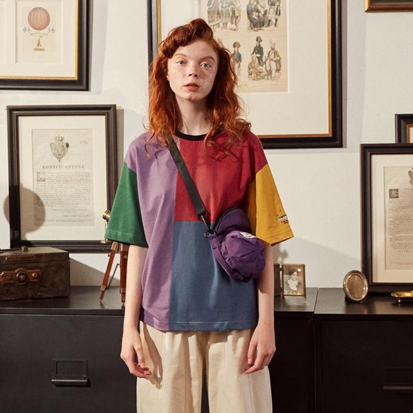 t-shirt original design women summer loose tshirt cotton color stitch short sleeve femme tee shirt letter embroidery cuffs vintage, White
t-shirt original design women summer loose tshirt cotton color stitch short sleeve femme tee shirt letter embroidery cuffs vintage, White