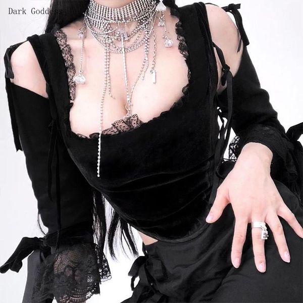t-shirt mall goth lace black crop y2k gothic lace patchwork long sleeve t shirt women chic aesthetic bandage hollow out, White
t-shirt mall goth lace black crop y2k gothic lace patchwork long sleeve t shirt women chic aesthetic bandage hollow out, White